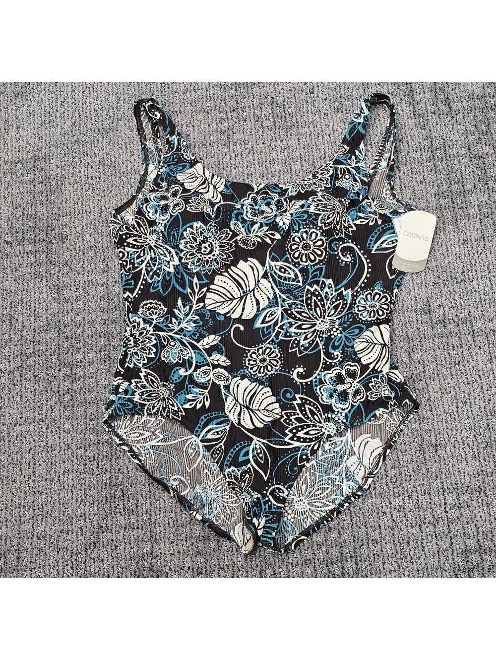 Catalina One Piece Swimsuit 3X (22W/24W) One Piece Teal/White Floral NWT